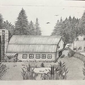 Rustic Farmhouse Pencil Sketch